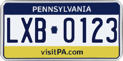 PA license plate LXB0123