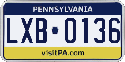 PA license plate LXB0136
