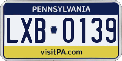 PA license plate LXB0139