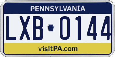 PA license plate LXB0144