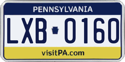 PA license plate LXB0160