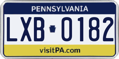 PA license plate LXB0182