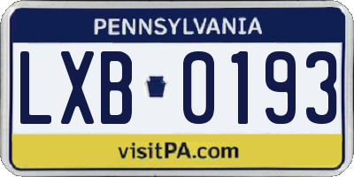 PA license plate LXB0193