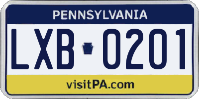 PA license plate LXB0201