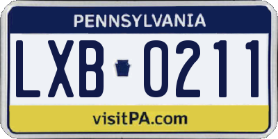 PA license plate LXB0211