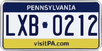 PA license plate LXB0212