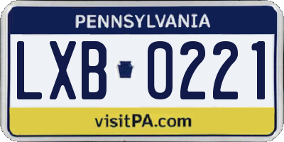 PA license plate LXB0221