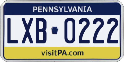 PA license plate LXB0222