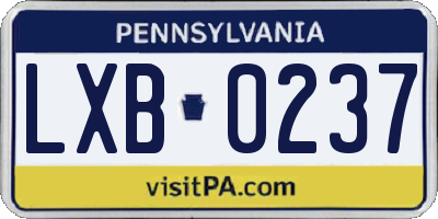 PA license plate LXB0237