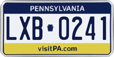 PA license plate LXB0241