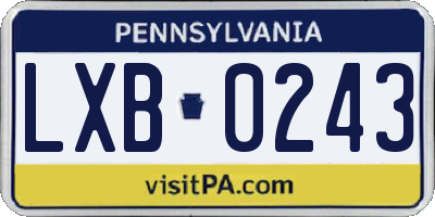 PA license plate LXB0243