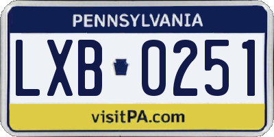 PA license plate LXB0251
