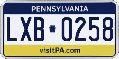 PA license plate LXB0258