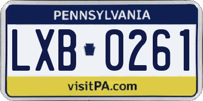PA license plate LXB0261