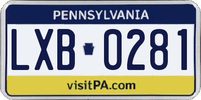 PA license plate LXB0281
