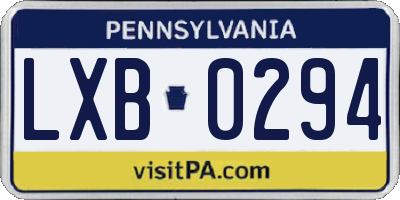 PA license plate LXB0294