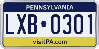 PA license plate LXB0301