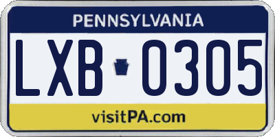 PA license plate LXB0305