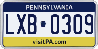 PA license plate LXB0309