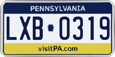 PA license plate LXB0319