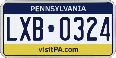 PA license plate LXB0324