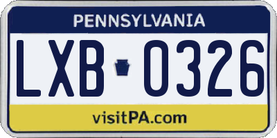 PA license plate LXB0326
