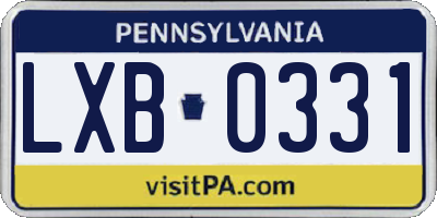 PA license plate LXB0331