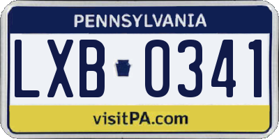 PA license plate LXB0341