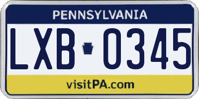 PA license plate LXB0345