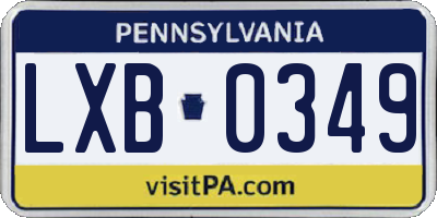 PA license plate LXB0349