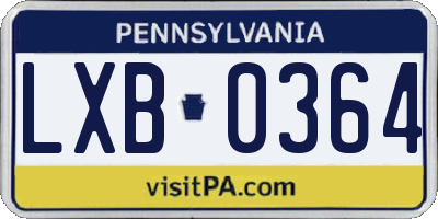 PA license plate LXB0364
