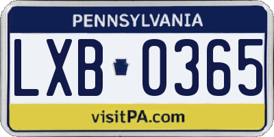 PA license plate LXB0365
