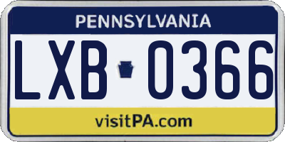PA license plate LXB0366