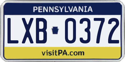 PA license plate LXB0372