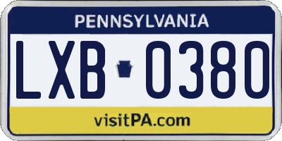 PA license plate LXB0380
