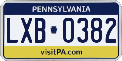 PA license plate LXB0382