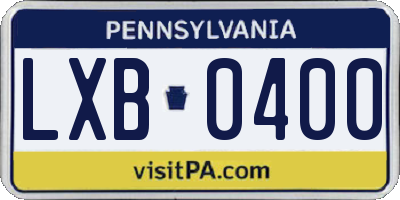PA license plate LXB0400