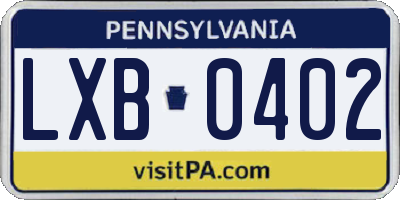 PA license plate LXB0402