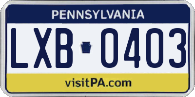 PA license plate LXB0403