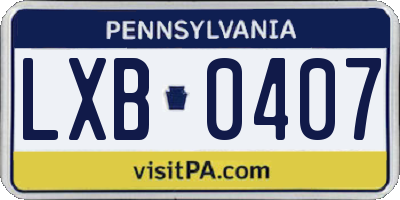 PA license plate LXB0407