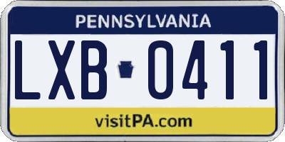 PA license plate LXB0411