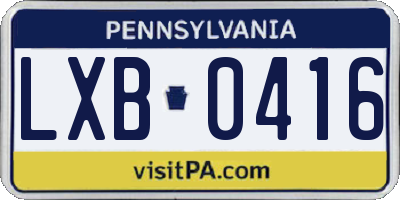 PA license plate LXB0416