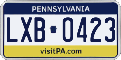 PA license plate LXB0423