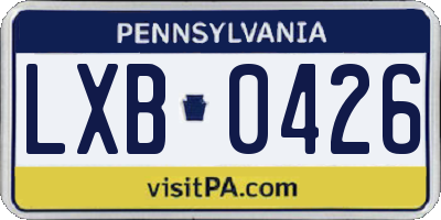 PA license plate LXB0426