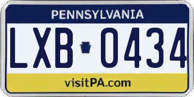 PA license plate LXB0434