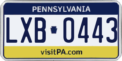 PA license plate LXB0443