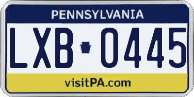 PA license plate LXB0445