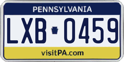 PA license plate LXB0459