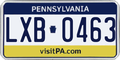 PA license plate LXB0463