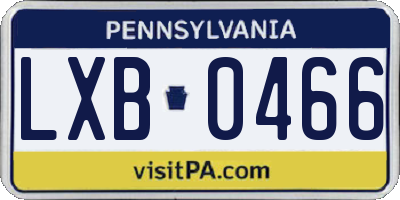 PA license plate LXB0466